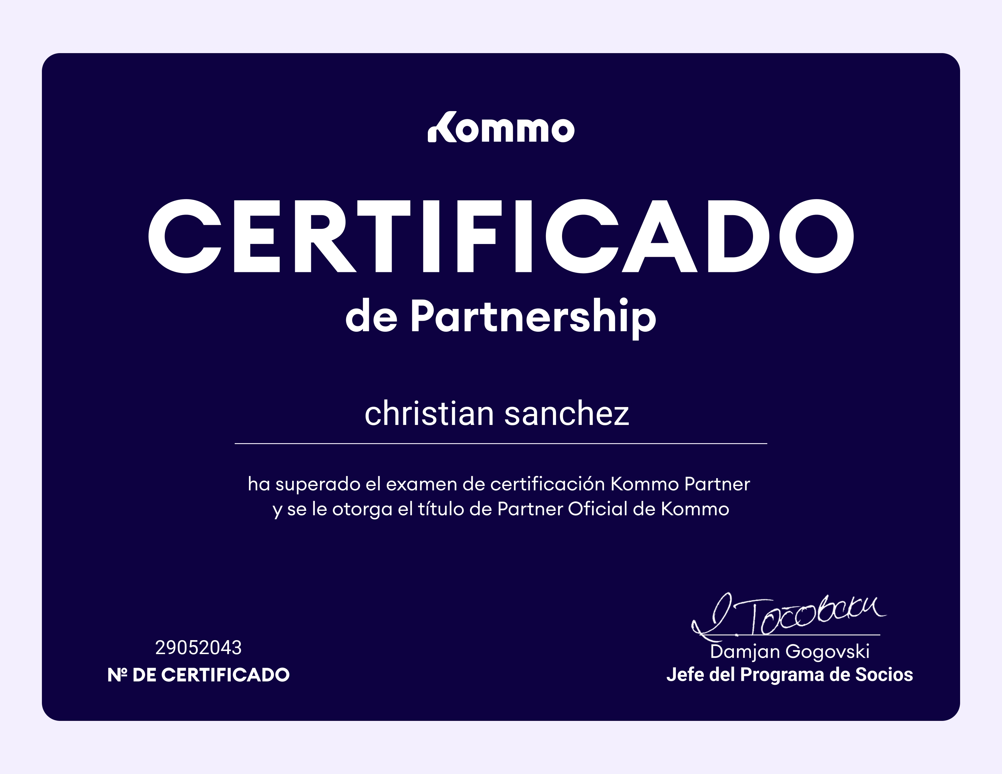 Kommo Authorized Partner Certificate